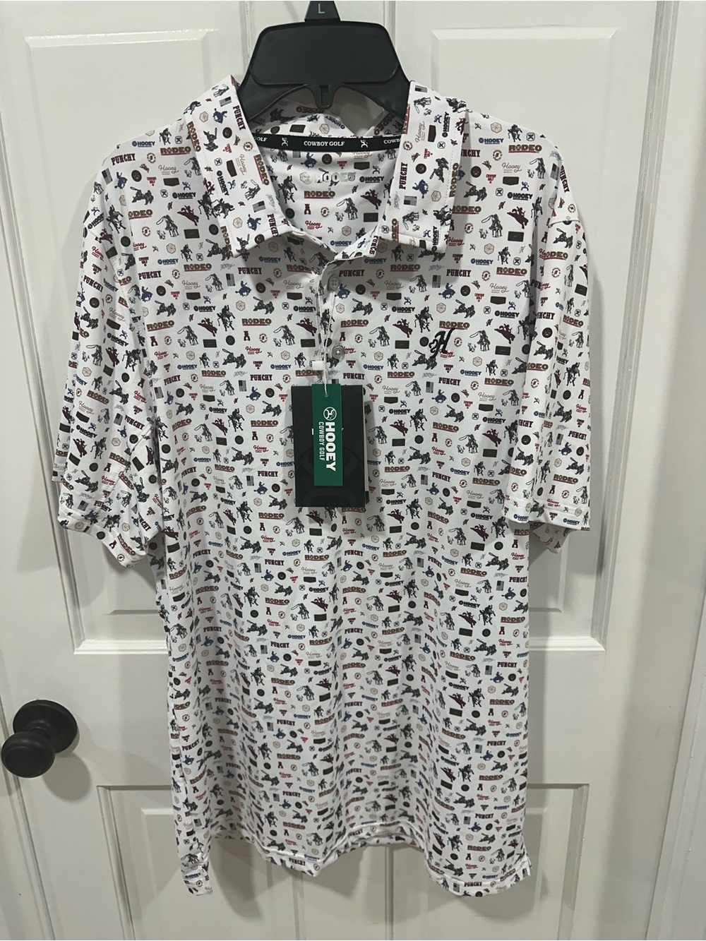 Hooey White Short-Sleeve Polo with Multi-Icon Print cowboy golf ⛳️